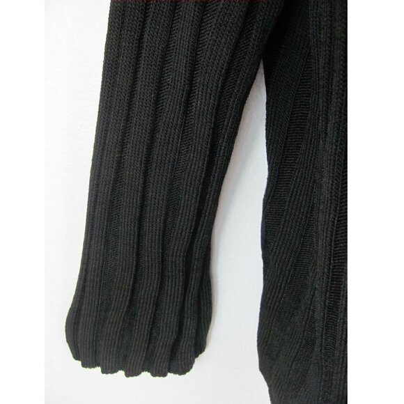 Laura Ashley Cardigan Sweater Size Petite Medium Daisy Fields Black Wide Ribbed - Picture 5 of 7